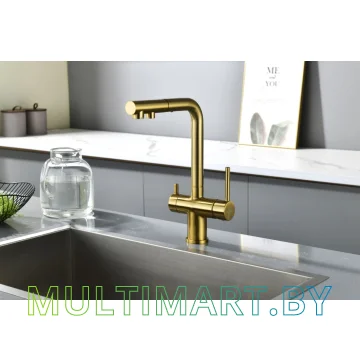 Смеситель Paulmark Serpentine Se213222-BG (золото/брашированное золото) картинка 2